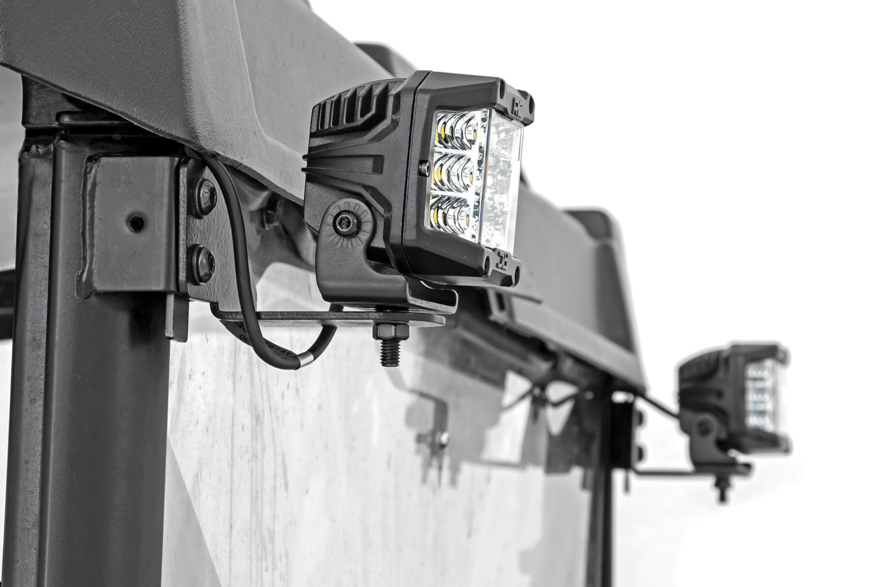 LED Light | RR Cage Mount | 2" Black Flood Pair | Polaris Ranger 1000/Ranger XP 900/1000 by Rough Country