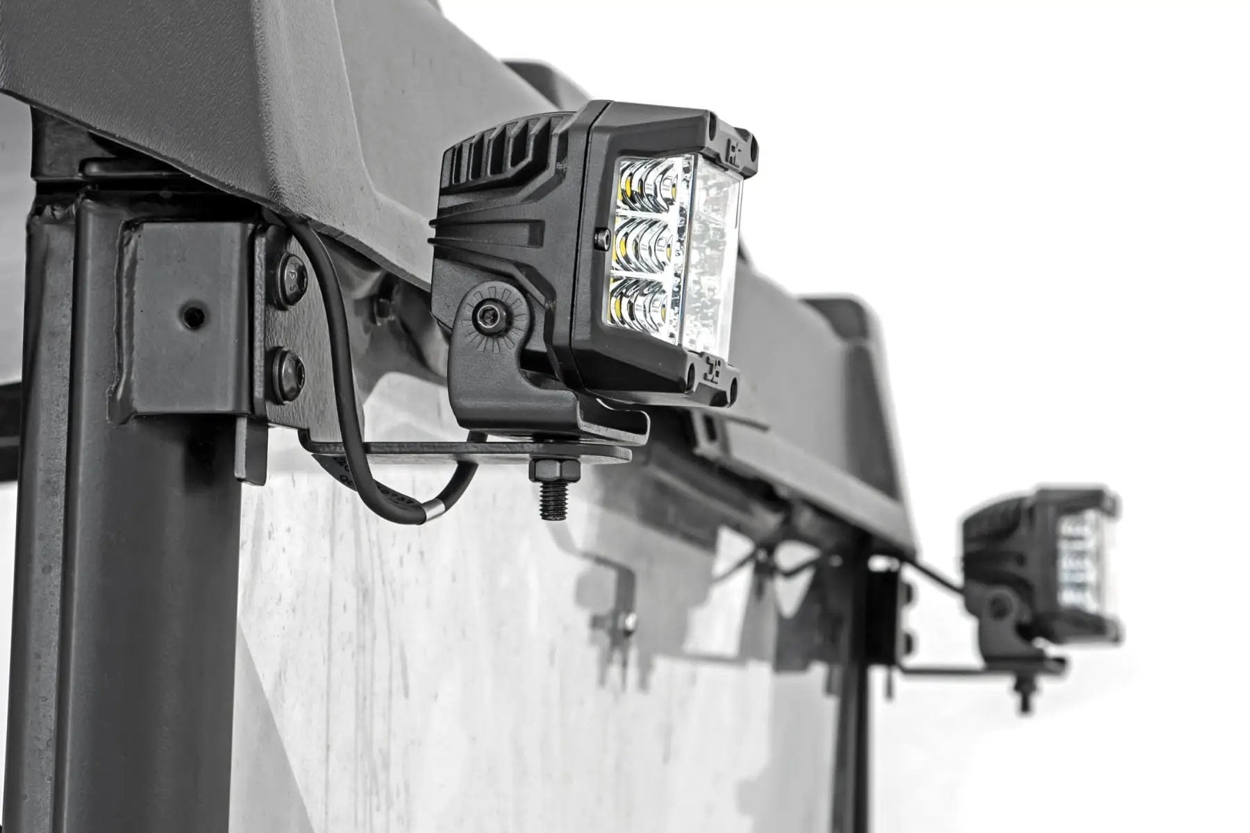 LED Light | RR Cage Mount | 2" Black Flood Pair | Polaris Ranger 1000/Ranger XP 900/1000 by Rough Country