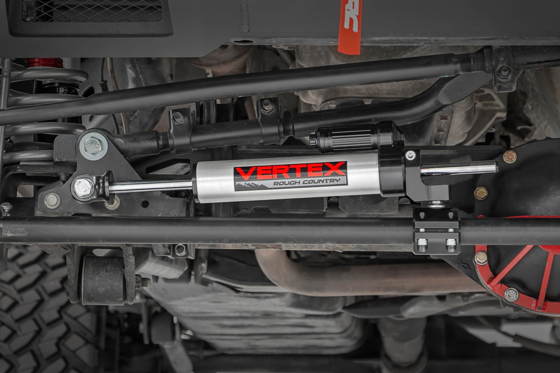 Vertex Steering Stabilizer | Pass-Through | Jeep Wrangler JK/Wrangler Unlimited (07-18) by Rough Country