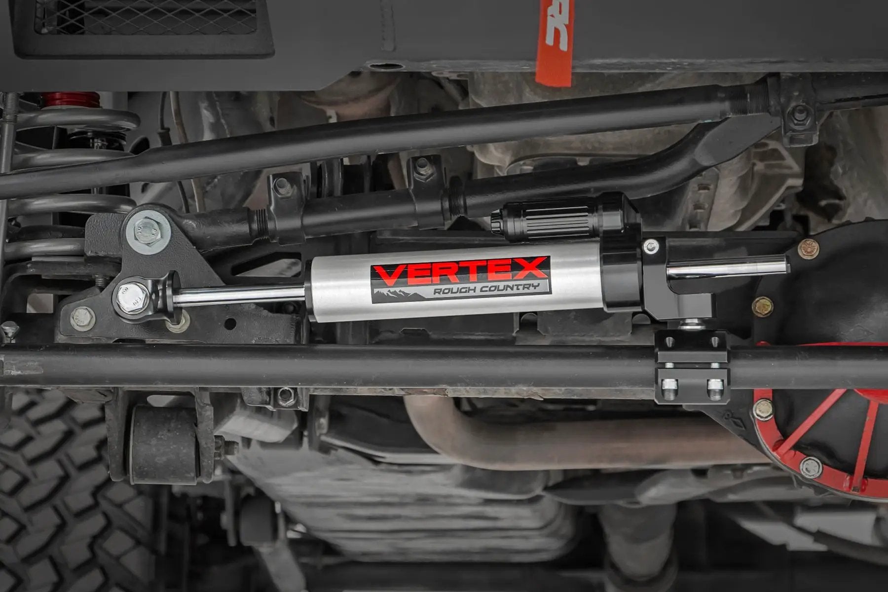 Vertex Steering Stabilizer | Pass-Through | Jeep Wrangler JK/Wrangler Unlimited (07-18) by Rough Country