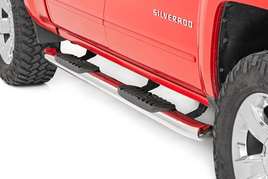 Oval Nerf Steps | Stainless | Crew Cab | DEF Tank | Chevy/GMC 1500/2500HD/3500HD (07-19 & Classic) by Rough Country