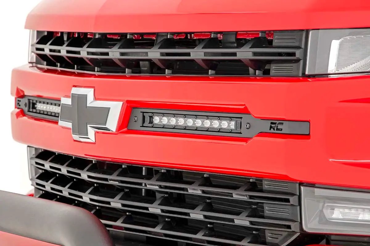 LED Light Kit | Grille Mount | 10" Chrome Slimline Pair | Chevy Silverado 1500 (19-22) by Rough Country