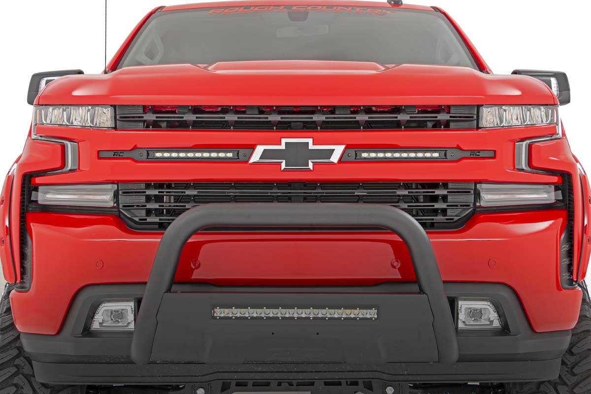 LED Light Kit | Grille Mount | 10" Chrome Slimline Pair | Chevy Silverado 1500 (19-22) by Rough Country