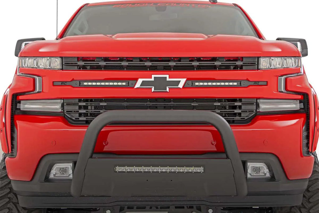 LED Light Kit | Grille Mount | 10" Black Slimline Pair | Chevy Silverado 1500 (19-22) by Rough Country