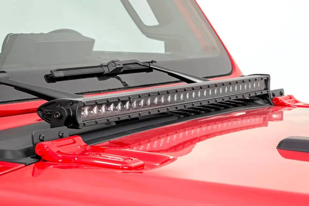 LED Light Kit | Hood Mount | 30" Black Single Row | Jeep Gladiator JT/Wrangler JL (18-26) by Rough Country