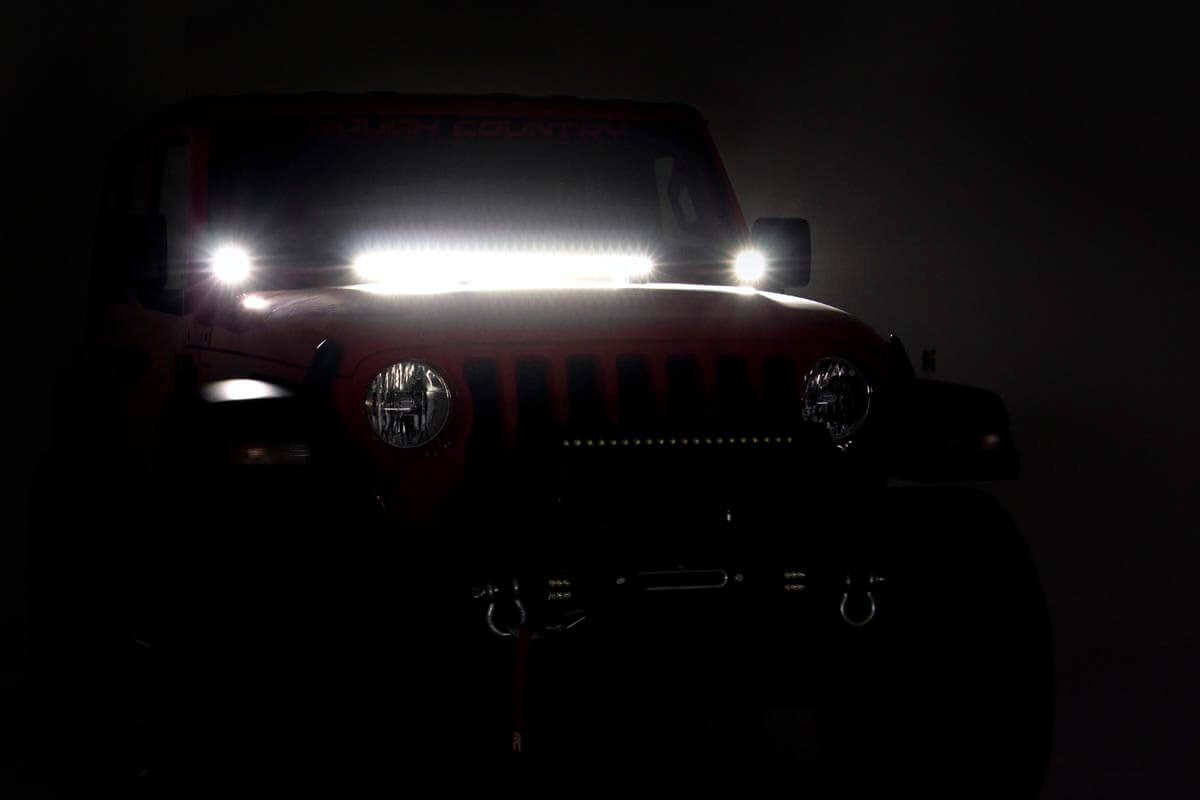 LED Light Kit | Hinge Mount | 2" Black Pair | White DRL | Jeep Gladiator JT/Wrangler JL (18-26) by Rough Country