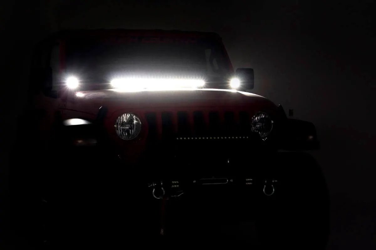 LED Light Kit | Hinge Mount | 2" Black Pair | White DRL | Jeep Gladiator JT/Wrangler JL (18-26) by Rough Country