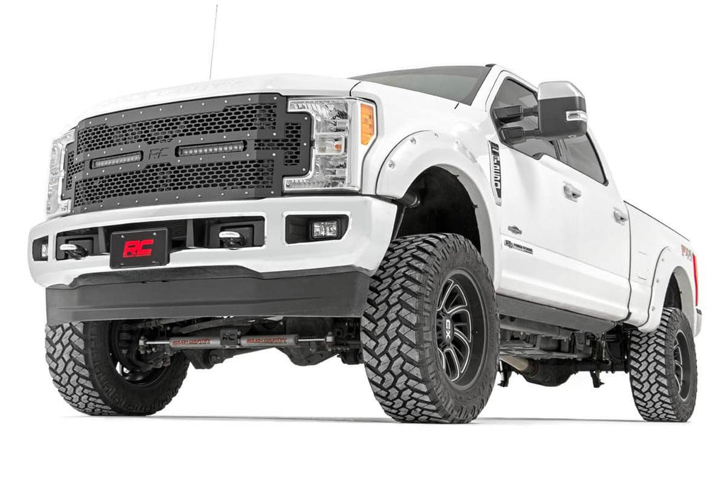 Mesh Grille | 12" Dual Row LED | Black | Ford F-250/F-350 Super Duty (17-19) by Rough Country