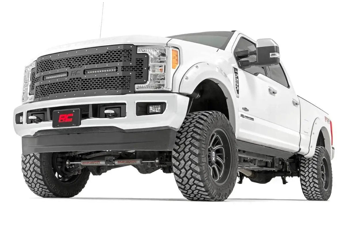 Mesh Grille | 12" Dual Row LED | Black | Ford F-250/F-350 Super Duty (17-19) by Rough Country