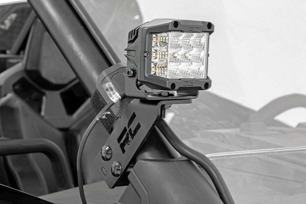 LED Light Kit | "A" Pillar Mount | 2" Black Pair | Amber DRL | Polaris RZR PRO XP by Rough Country