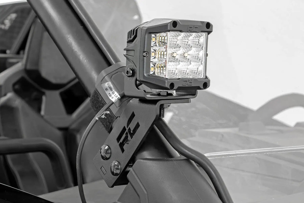 LED Light Kit | "A" Pillar Mount | 2" Black Pair | Amber DRL | Polaris RZR PRO XP by Rough Country