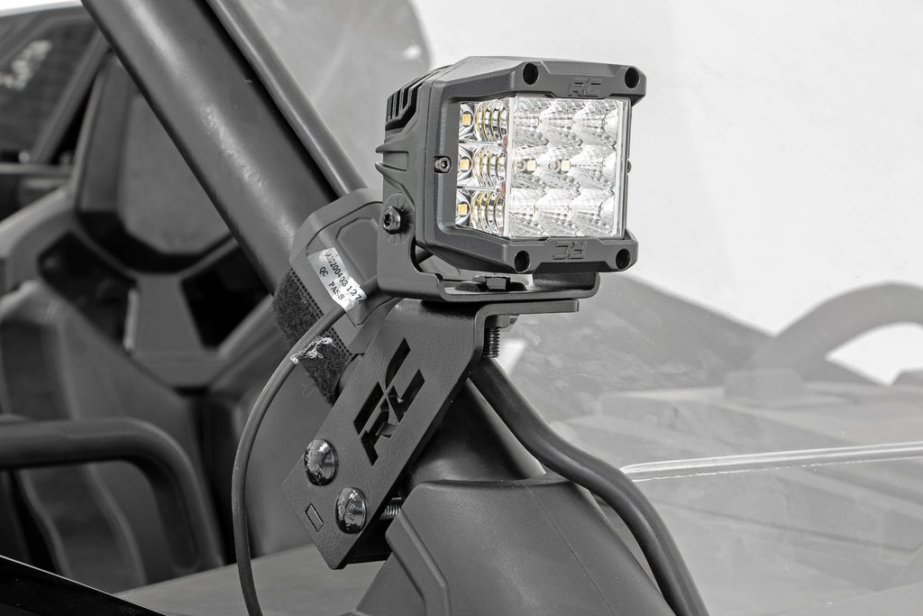 LED Light Kit | "A" Pillar Mount | 2" Chrome Pair | Wide Angle | Polaris RZR PRO XP by Rough Country