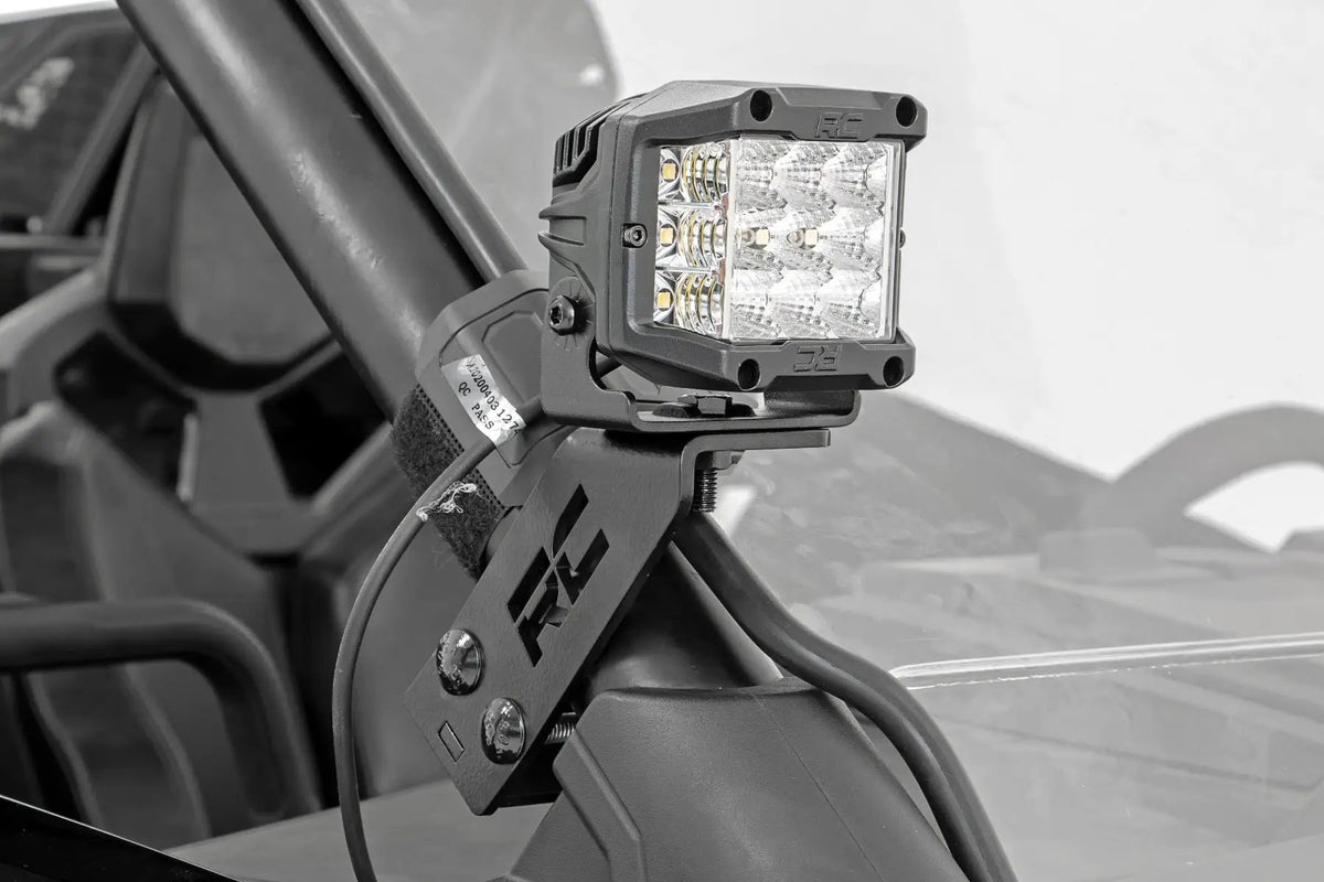 LED Light Kit | "A" Pillar Mount | 2" Black Pair | Spot | Polaris RZR PRO XP by Rough Country