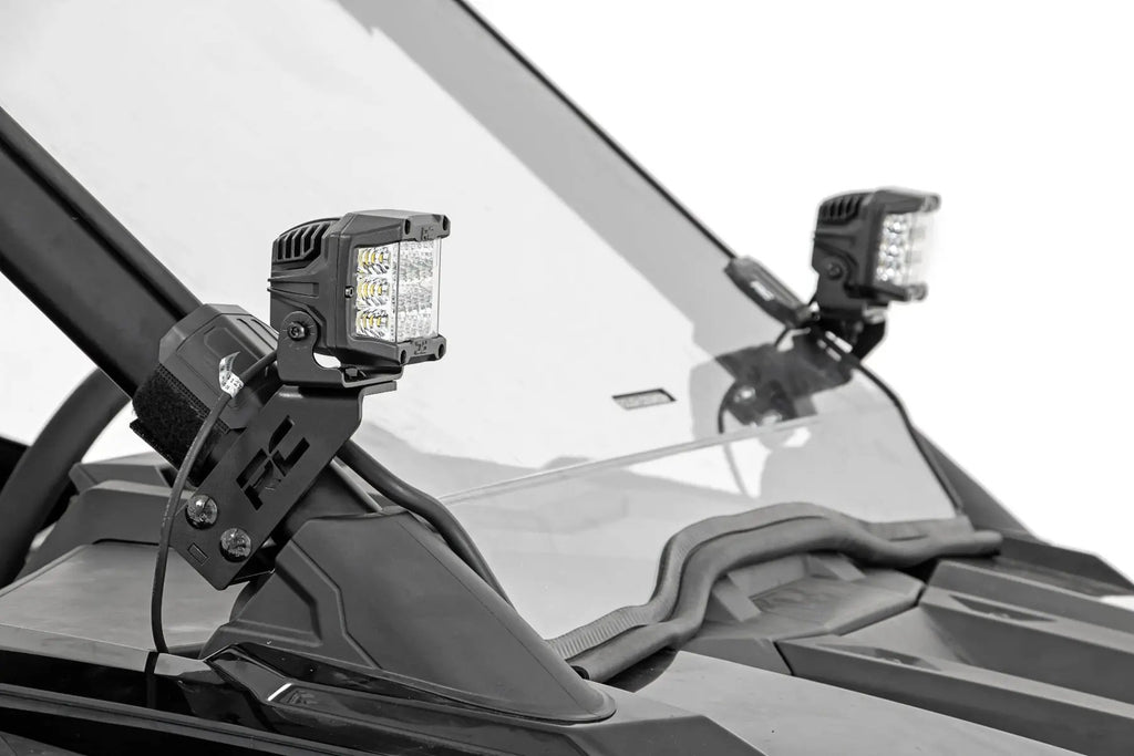 LED Light Kit | "A" Pillar Mount | 2" Black Pair | Amber DRL | Polaris RZR PRO XP by Rough Country