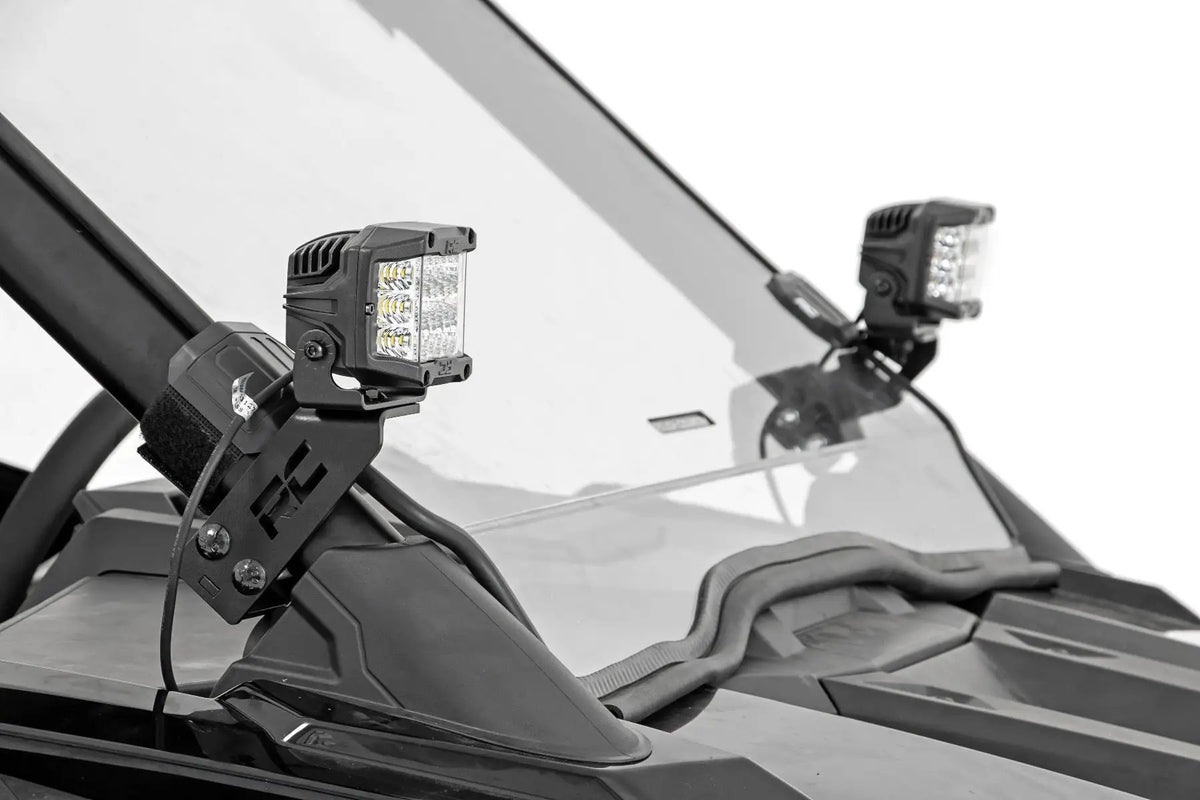 LED Light Kit | "A" Pillar Mount | 2" Chrome Pair | Wide Angle | Polaris RZR PRO XP by Rough Country