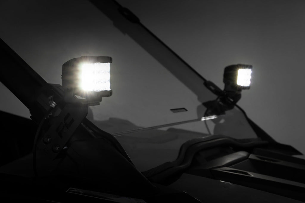 LED Light Kit | "A" Pillar Mount | 2" Black Pair | White DRL | Polaris RZR PRO XP by Rough Country