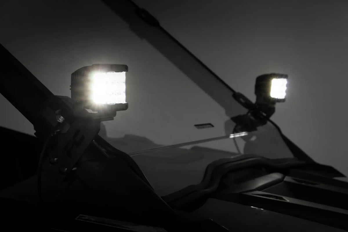 LED Light Kit | "A" Pillar Mount | 2" Black Pair | Spot | Polaris RZR PRO XP by Rough Country