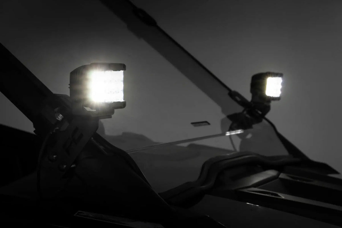 LED Light Kit | "A" Pillar Mount | 2" Black Pair | Spot | Polaris RZR PRO XP by Rough Country