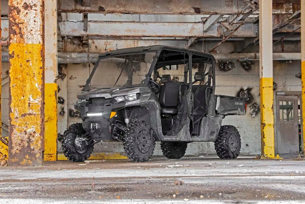 LED Light | Bumper Mount | 12" Black Single Row | White DRL | Can-Am Defender HD 8/HD 9/HD 10 by Rough Country