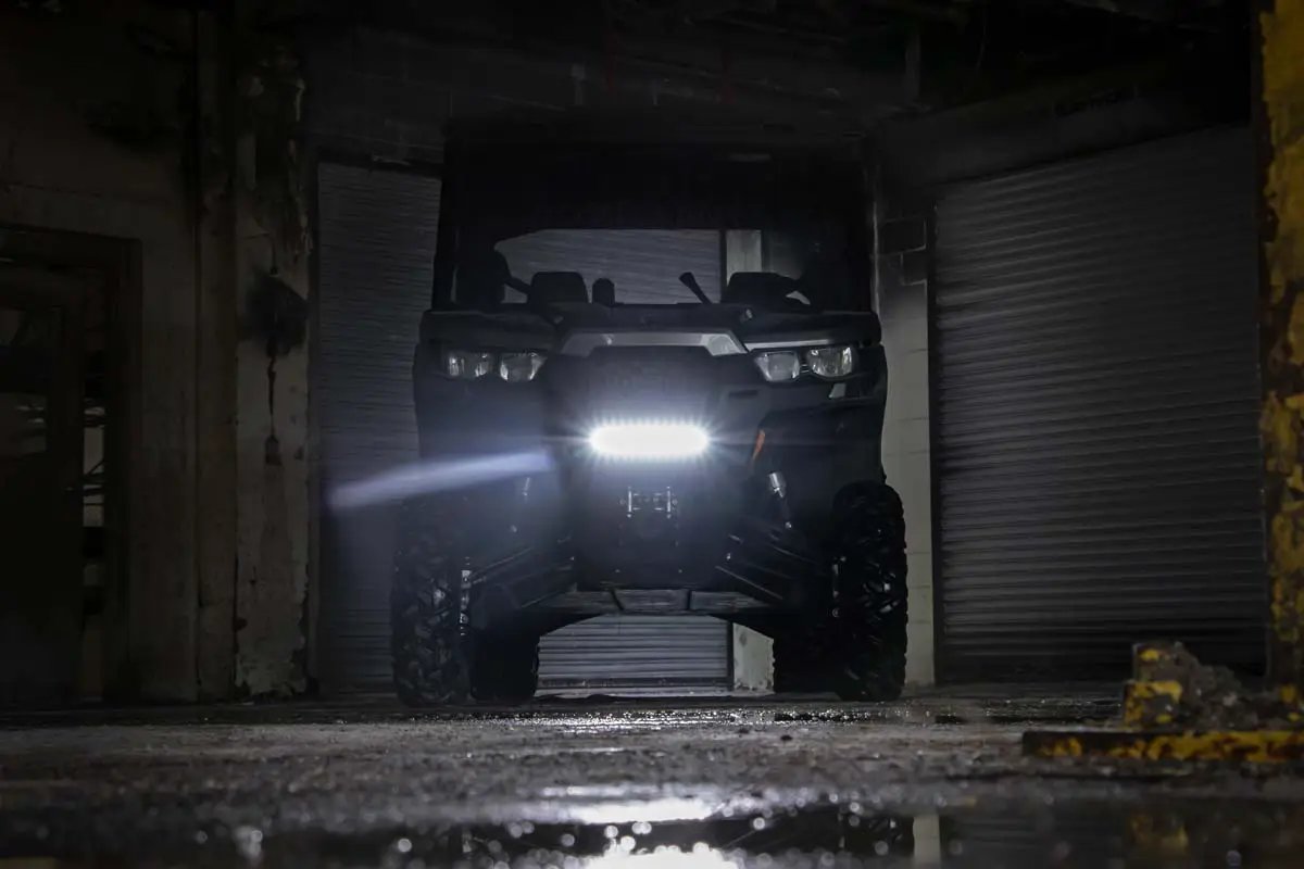 LED Light | Bumper Mount | 12" Black Single Row | Can-Am Defender HD 8/HD 9/HD 10 by Rough Country