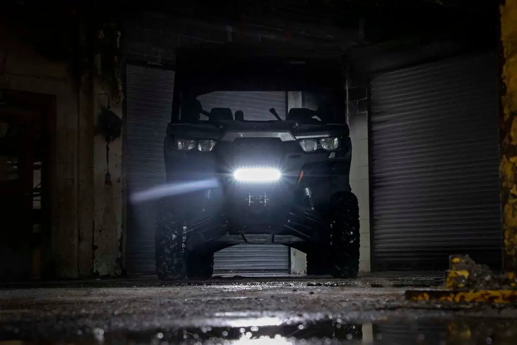 LED Light | Bumper Mount | 12" Black Single Row | White DRL | Can-Am Defender HD 8/HD 9/HD 10 by Rough Country
