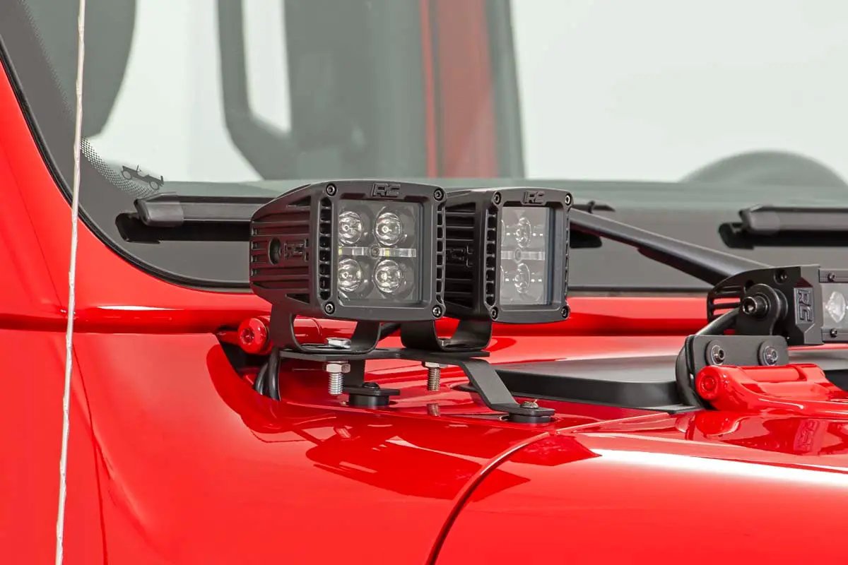LED Light Kit | Quad | Cowl Mount | 2" Black | Amber DRL | Jeep Gladiator JT/Wrangler JL (18-26) by Rough Country