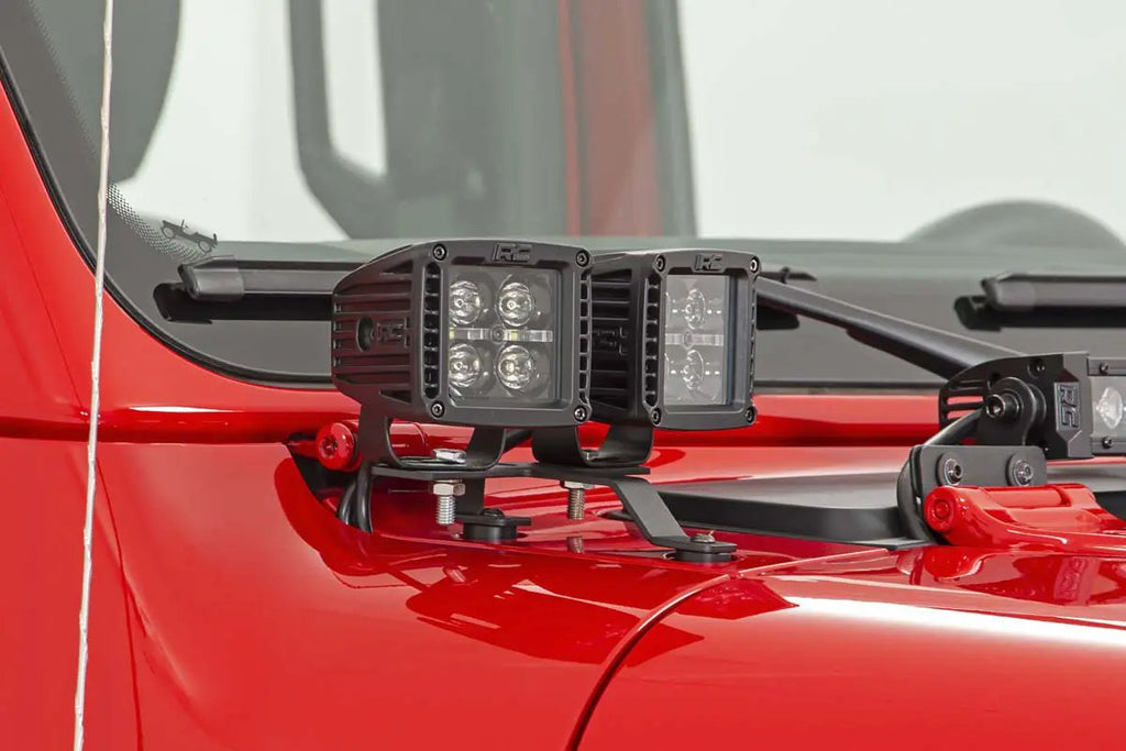 LED Light Kit | Quad | Cowl Mount | 2" Black | Amber DRL | Jeep Gladiator JT/Wrangler JL (18-26)