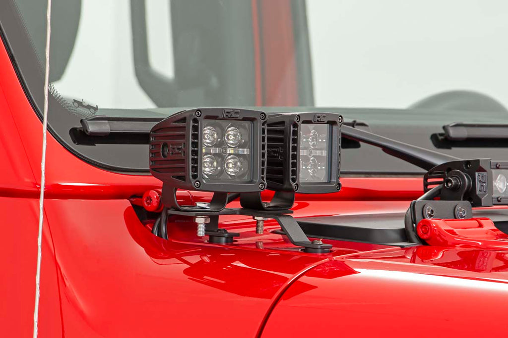 LED Light Kit | Quad | Cowl Mount | 2" Black | White DRL | Jeep Gladiator JT/Wrangler JL (18-26) by Rough Country