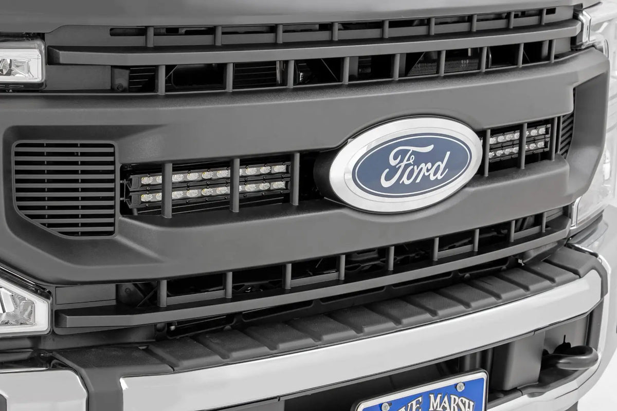 LED Light Kit | Grille Mount | 10 Inch Black | Slimline | Ford F-250 Super Duty (20-22) by Rough Country