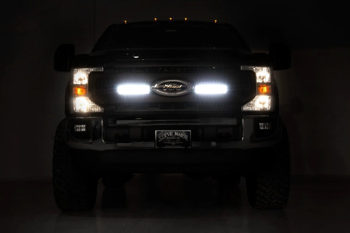 LED Light Kit | Grille Mount | 10 Inch Black | Slimline | Ford F-250 Super Duty (20-22) by Rough Country