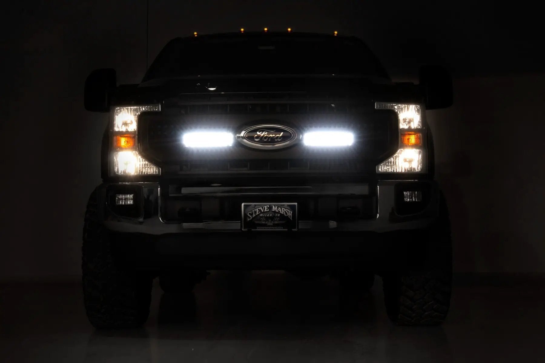 LED Light Kit | Grille Mount | 10 Inch Black | Slimline | Ford F-250 Super Duty (20-22) by Rough Country
