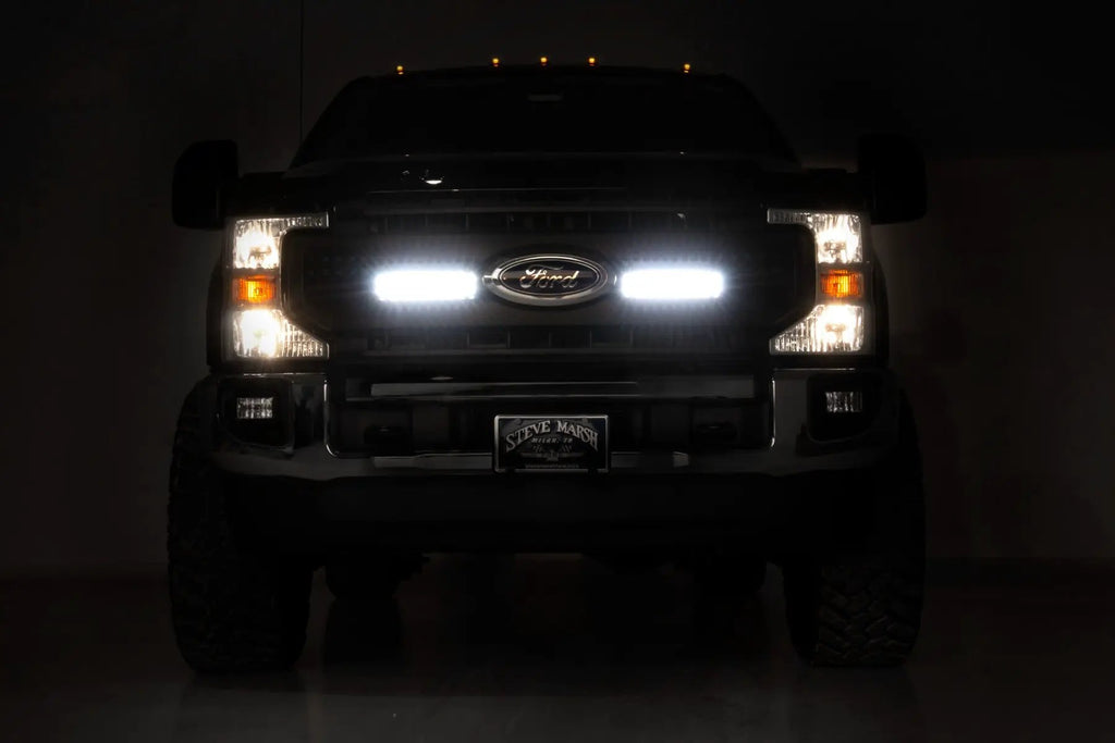 LED Light Kit | Grille Mount | 10 Inch Black | Slimline | Ford F-250 Super Duty (20-22) by Rough Country