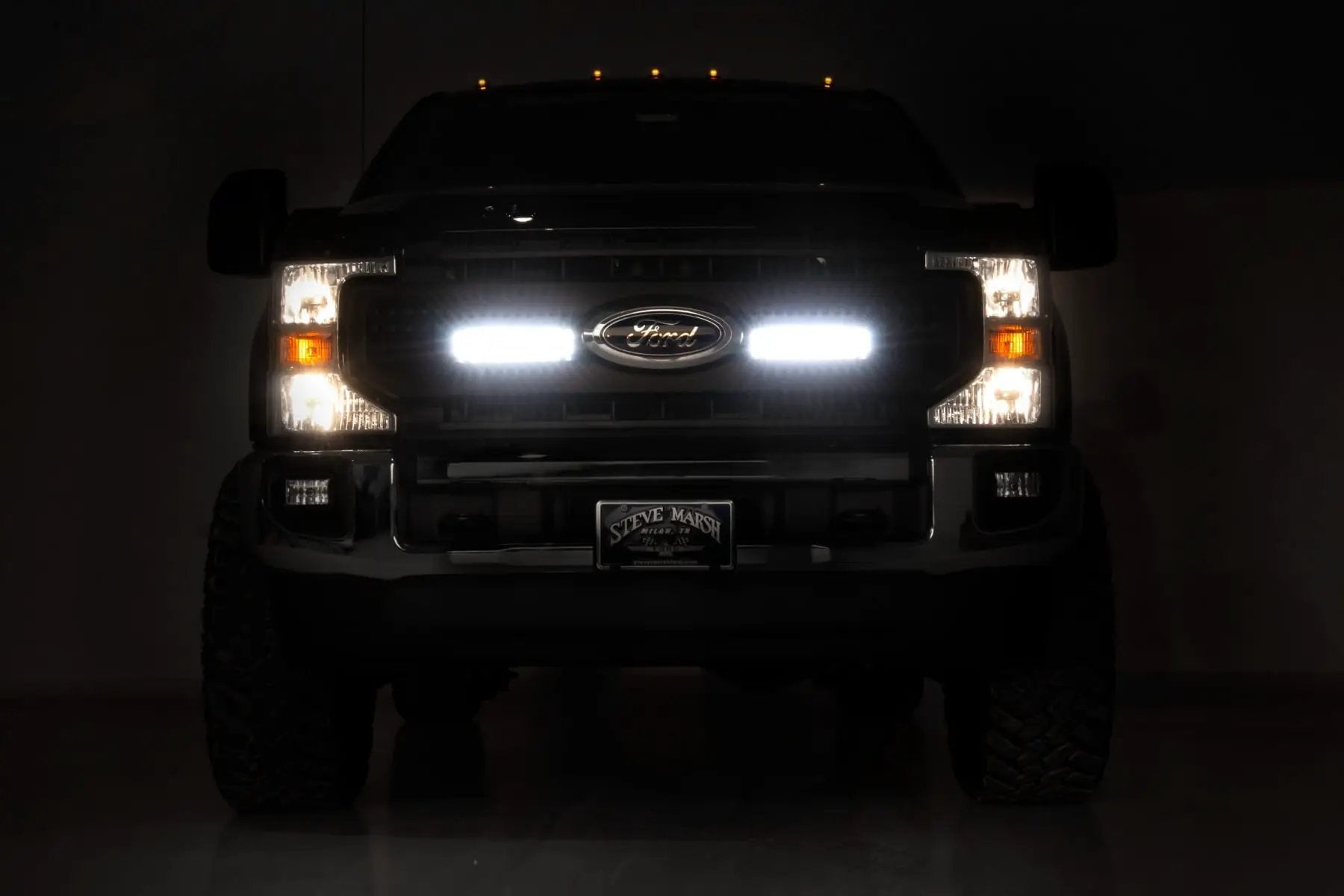 LED Light Kit | Grille Mount | 10 Inch Black | Slimline | Ford F-250 Super Duty (20-22) by Rough Country