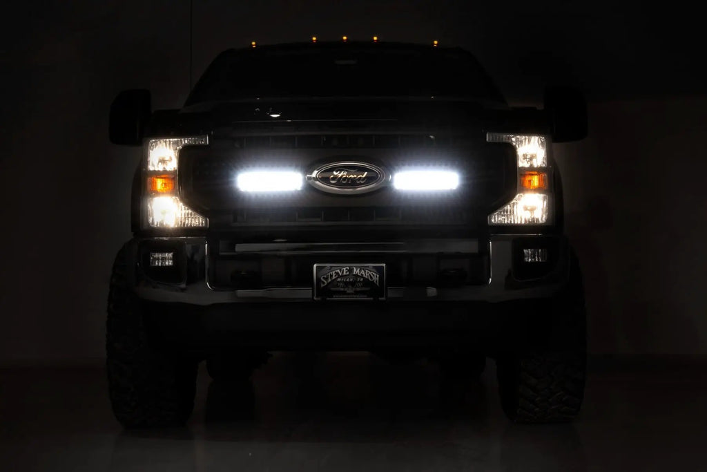 LED Light Kit | Grille Mount | 10 Inch Black | Slimline | Ford F-250 Super Duty (20-22) by Rough Country