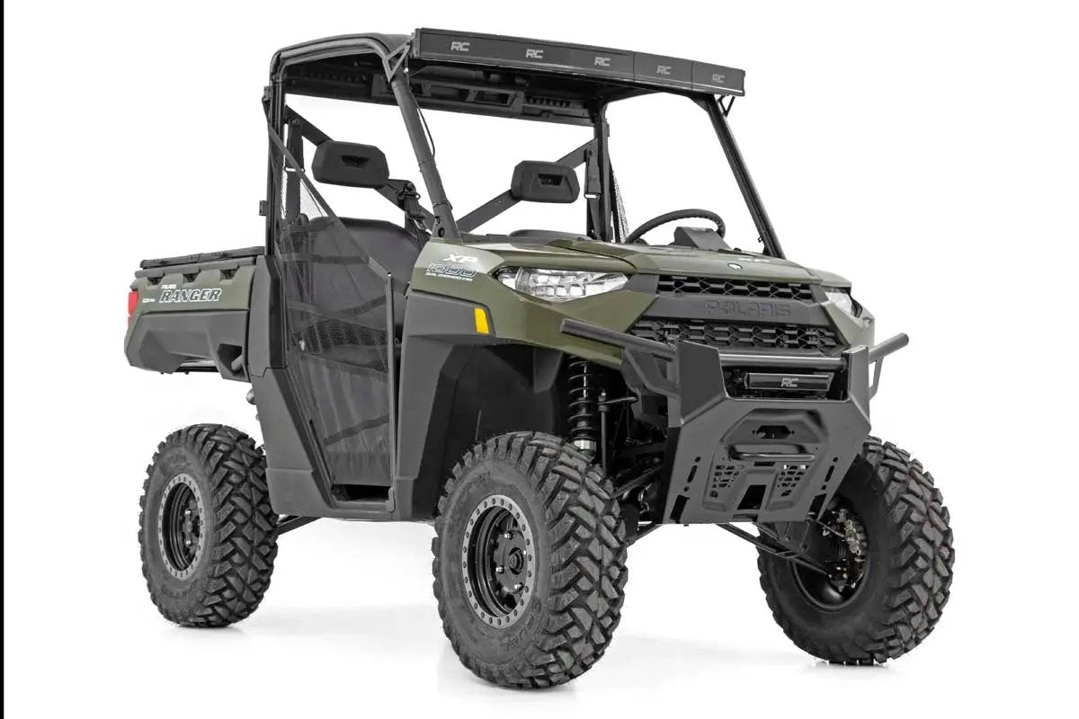 LED Light Kit | Bumper Mount | 12" Black Single Row | White DRL | Polaris Ranger XP 1000 by Rough Country