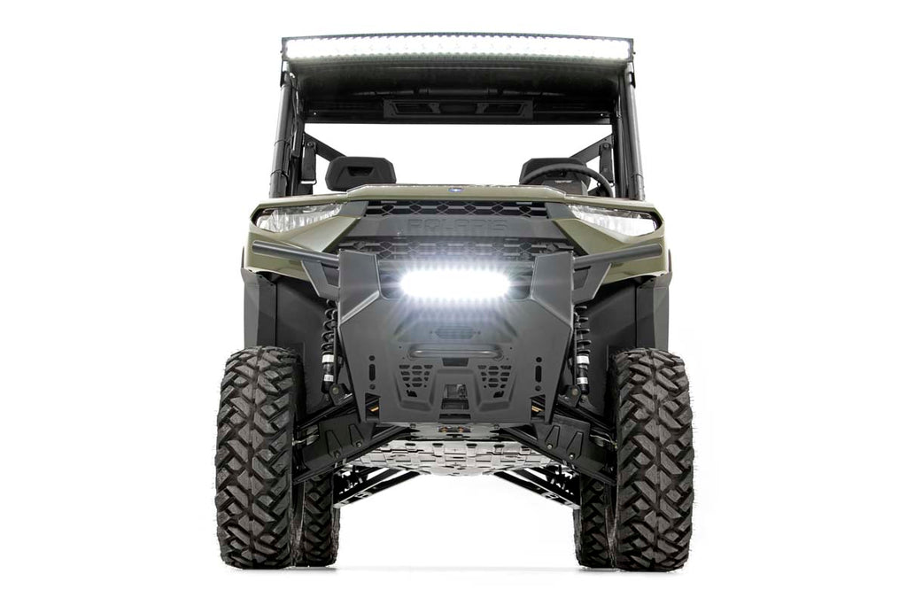 LED Light Kit | Bumper Mount | 12" Black Single Row | White DRL | Polaris Ranger XP 1000 by Rough Country