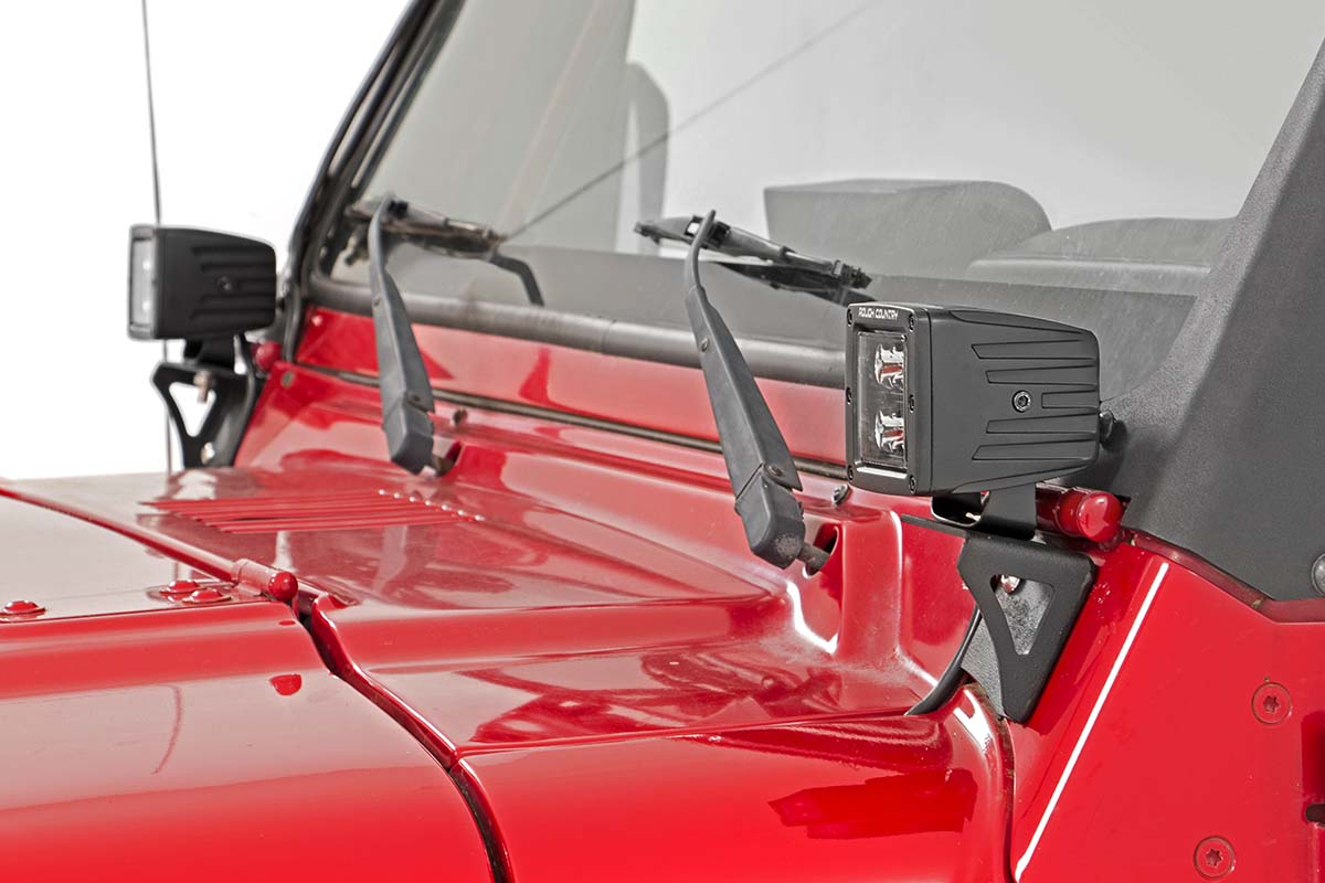 Light Mounts | Lower Windshield | Jeep Wrangler TJ (97-06)/Wrangler Unlimited (04-06) by Rough Country