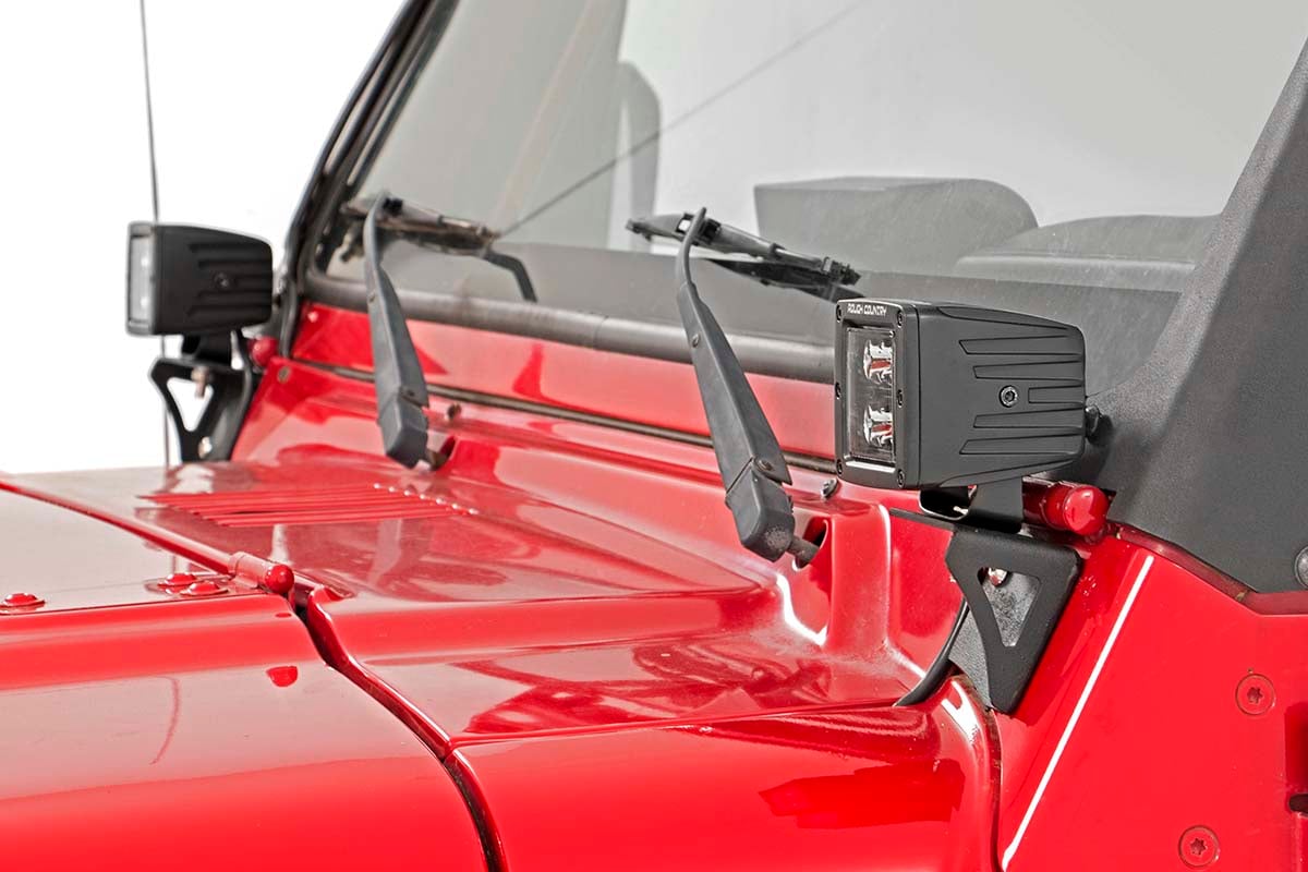 Light Mounts | Lower Windshield | Jeep Wrangler TJ (97-06)/Wrangler Unlimited (04-06) by Rough Country