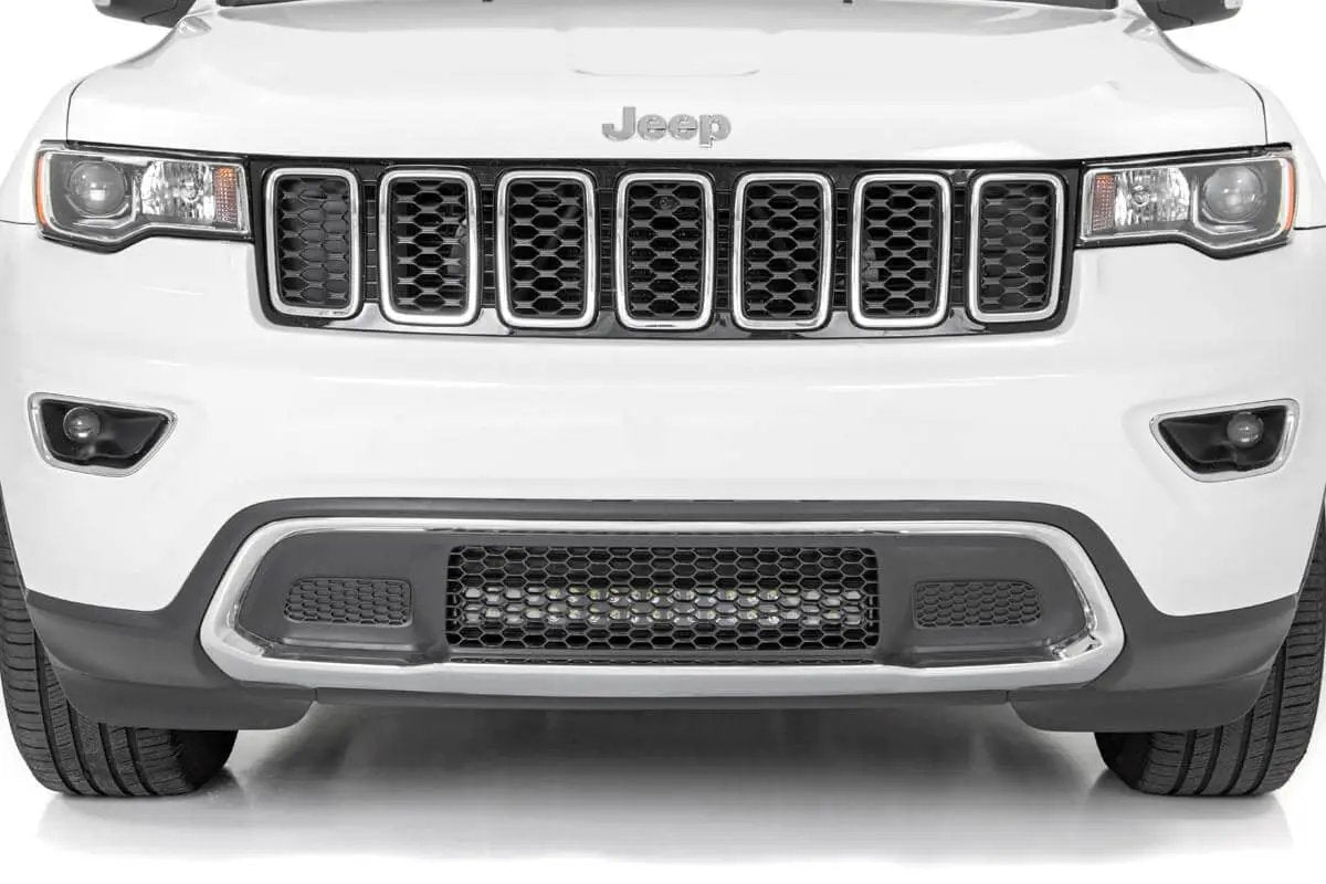 LED Light Kit | Bumper Mount | 20" Black Dual Row | White DRL | Jeep Grand Cherokee WK2 (11-20) by Rough Country