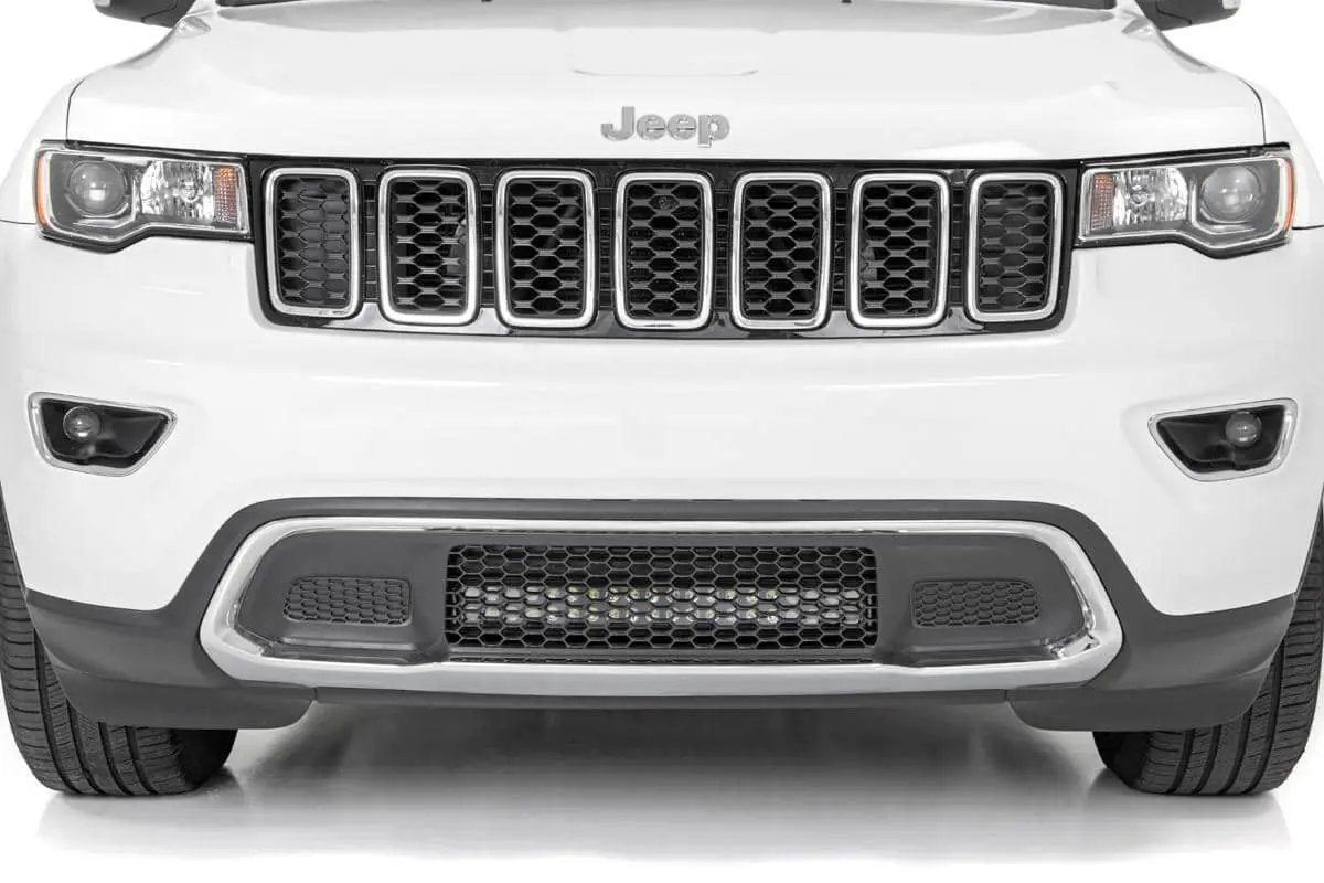 LED Light Kit | Bumper Mount | 20" Chrome Dual Row | White DRL | Jeep Grand Cherokee WK2 (11-20) by Rough Country