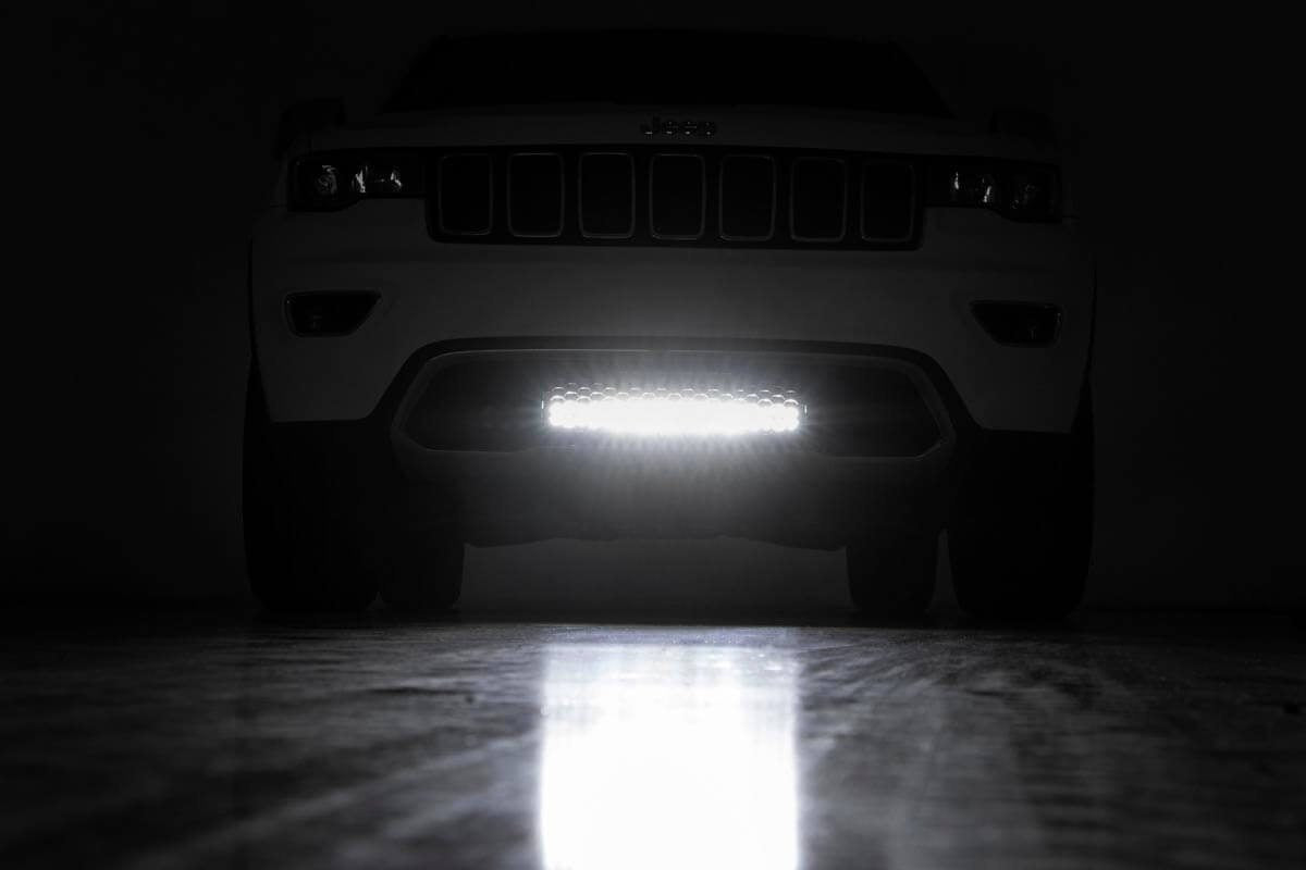 LED Light Kit | Bumper Mount | 20" Black Dual Row | White DRL | Jeep Grand Cherokee WK2 (11-20) by Rough Country
