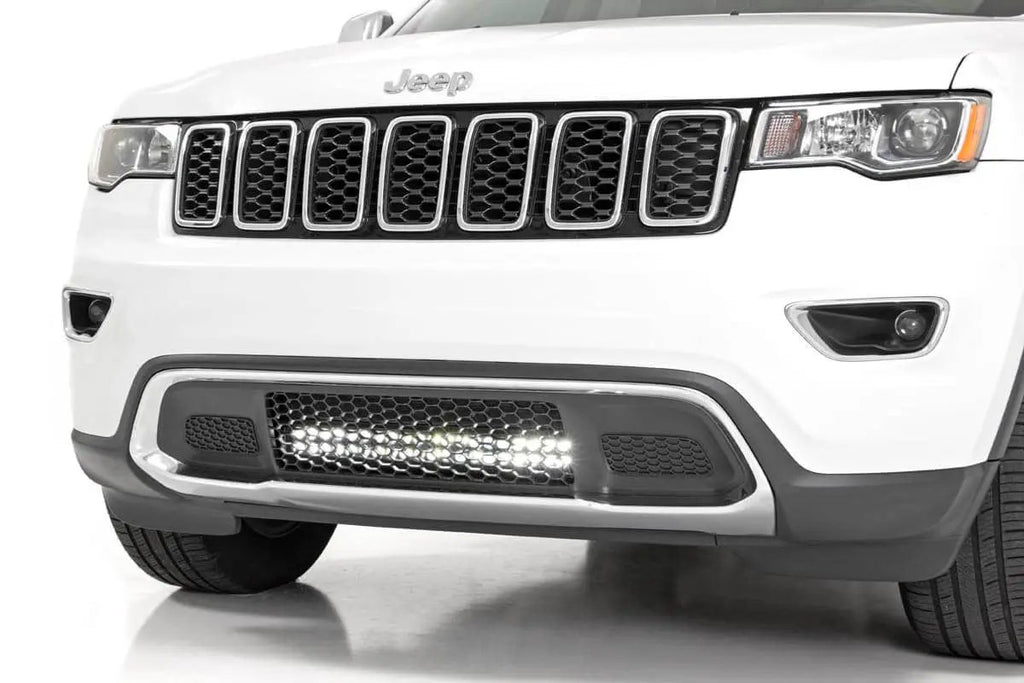 LED Light Kit | Bumper Mount | 20" Chrome Dual Row | Amber DRL | Jeep Grand Cherokee WK2 (11-20) by Rough Country