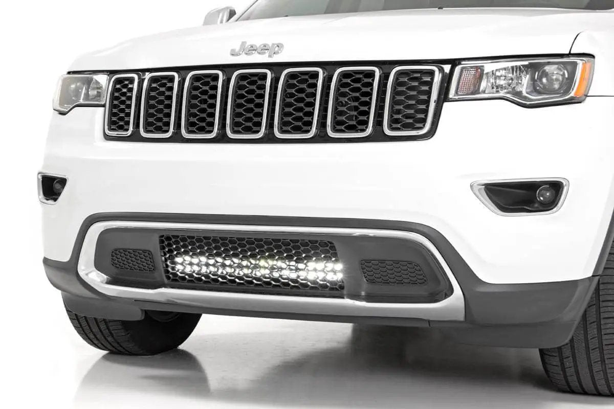 LED Light Kit | Bumper Mount | 20" Black Dual Row | White DRL | Jeep Grand Cherokee WK2 (11-20) by Rough Country