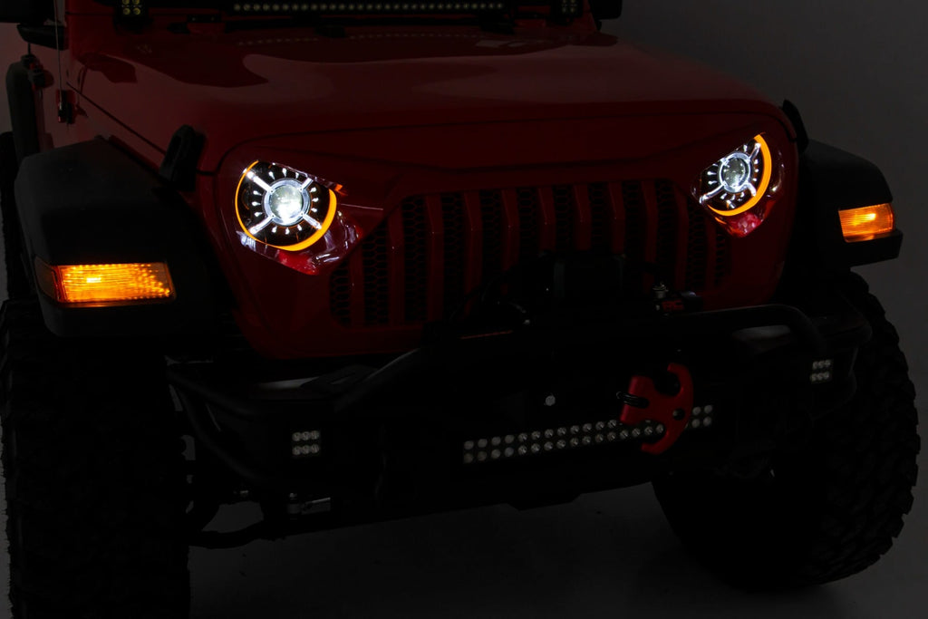 9 Inch DRL Halo LED Headlights | DOT Approved | Jeep Gladiator JT/Wrangler JL (18-26) by Rough Country