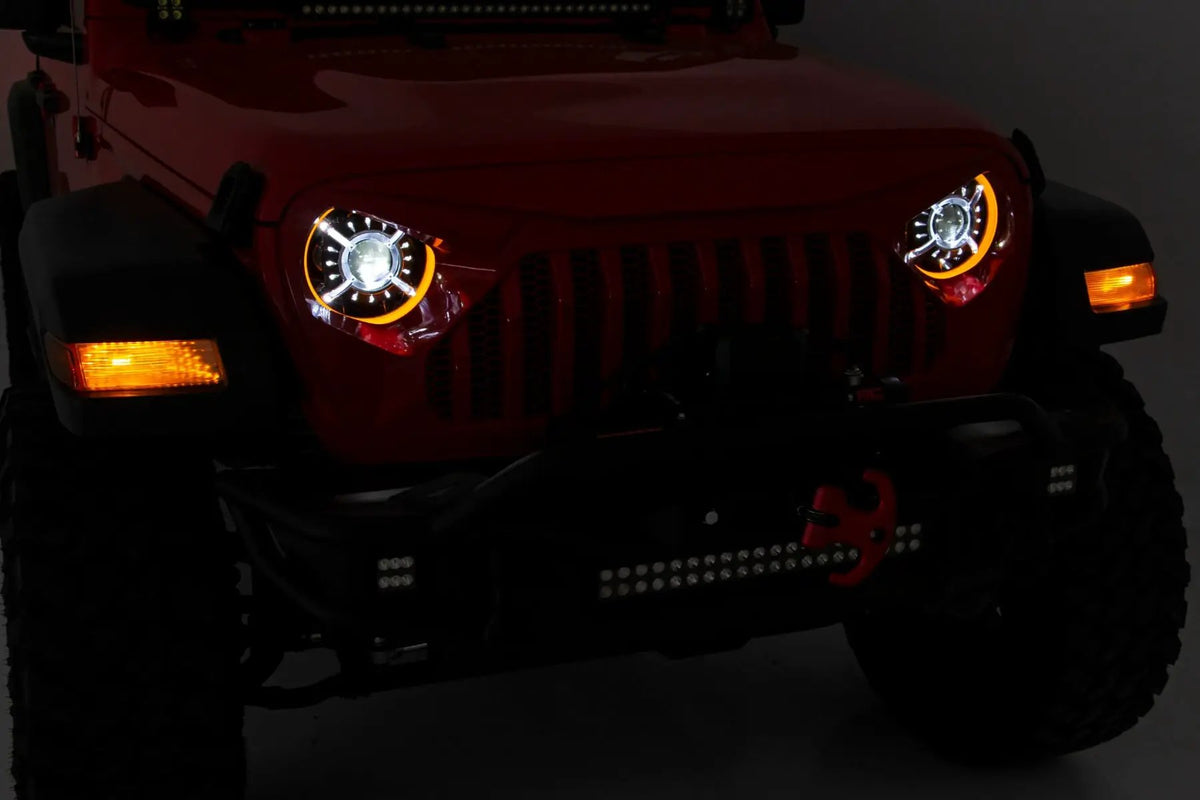 9 Inch DRL Halo LED Headlights | DOT Approved | Jeep Gladiator JT/Wrangler JL (18-26) by Rough Country