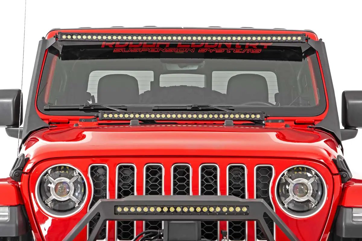 LED Light Kit | Windshield | 50" Spectrum Single Row | Jeep Gladiator JT/Wrangler JL (18-26) by Rough Country