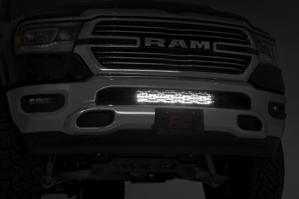 LED Light Kit | Bumper Mount | 20" Black Dual Row | White DRL | Ram 1500 (19-24) by Rough Country