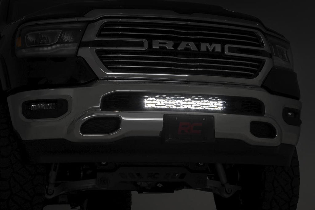 LED Light Kit | Bumper Mount | 20" Black Dual Row | White DRL | Ram 1500 (19-24) by Rough Country