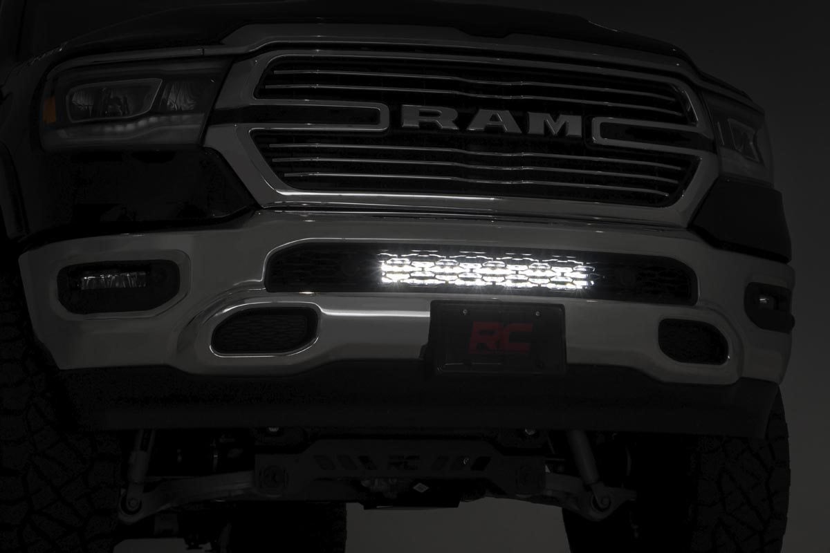 LED Light Kit | Bumper Mount | 20" Black Dual Row | White DRL | Ram 1500 (19-24) by Rough Country