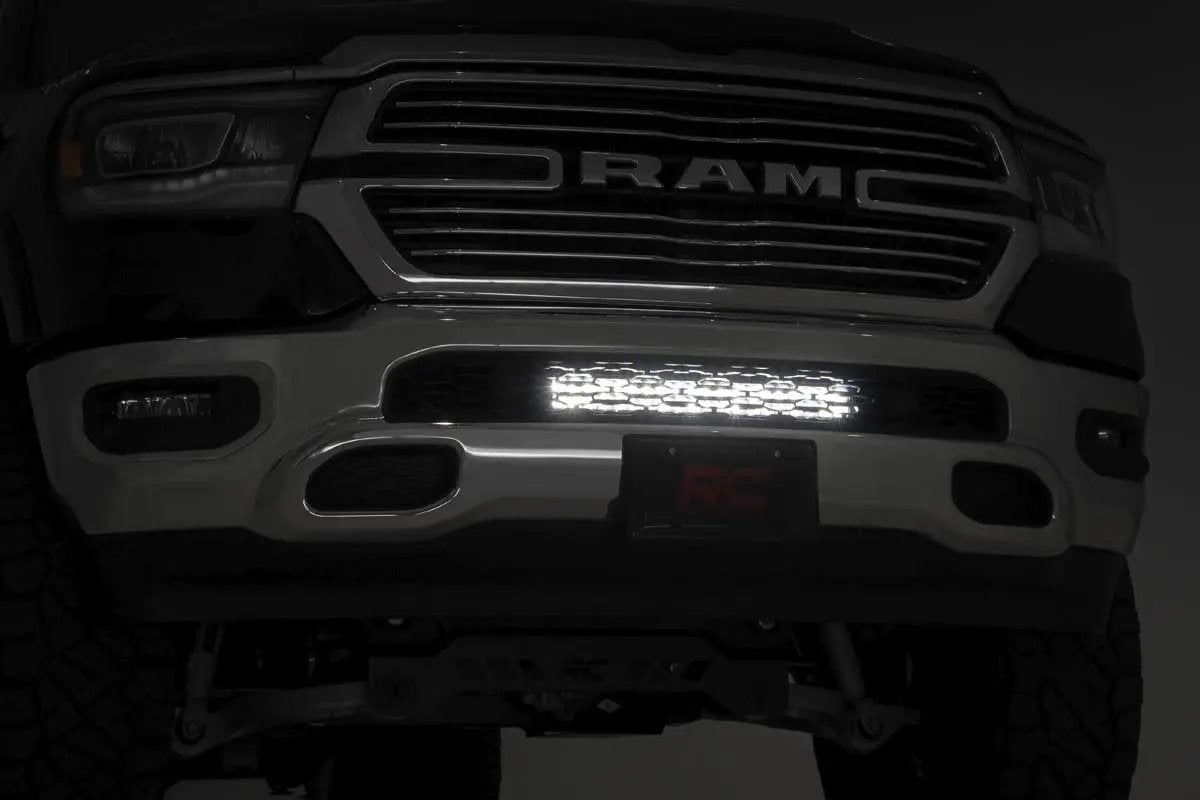 LED Light Kit | Bumper Mount | 20" Black Dual Row | White DRL | Ram 1500 (19-24) by Rough Country